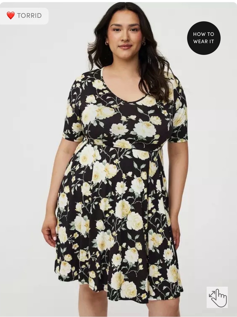 torrid Black Floral Scoop-Neck Mini Dress